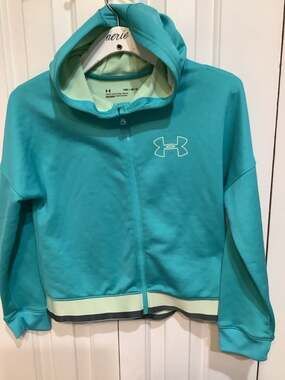 Under Armour Youth Girls Full Zip Hoodie, Teal/Mint Green, Size YMD